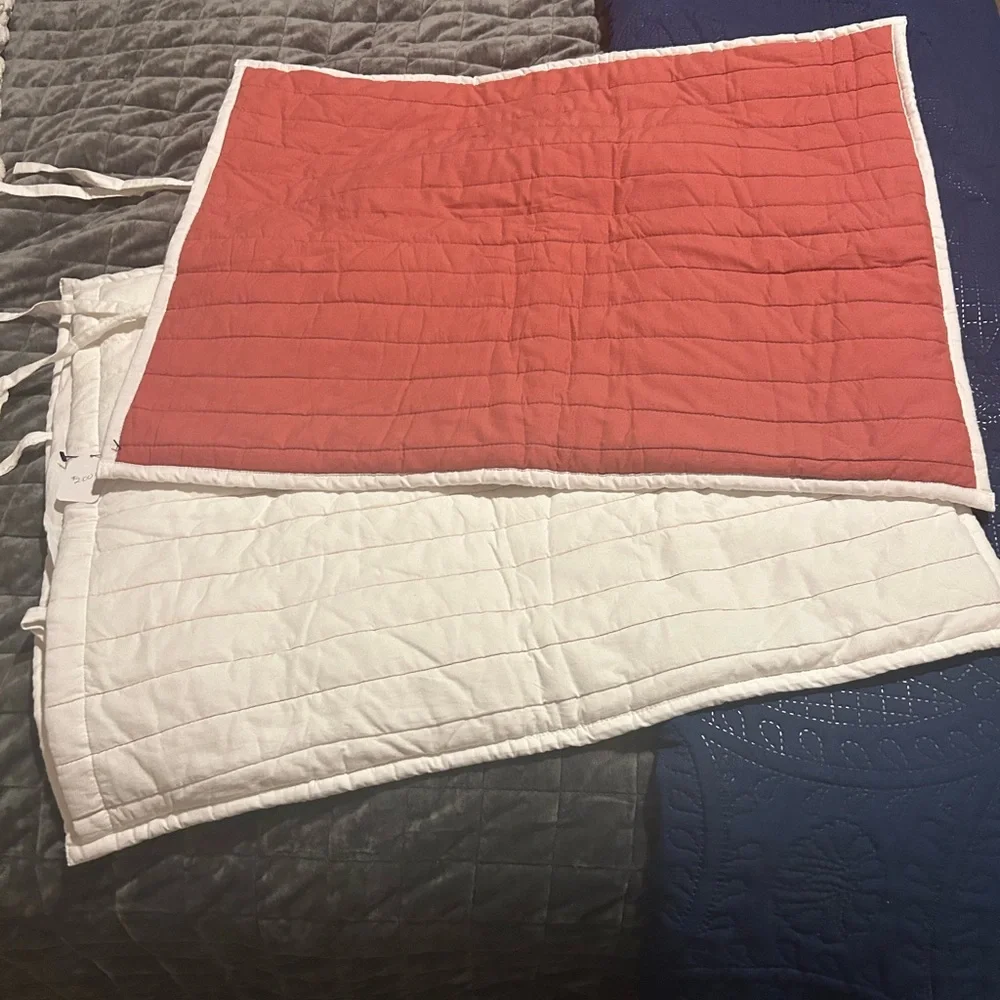 Restoration Hardware Quilted Red and White Reversible Shams NEW